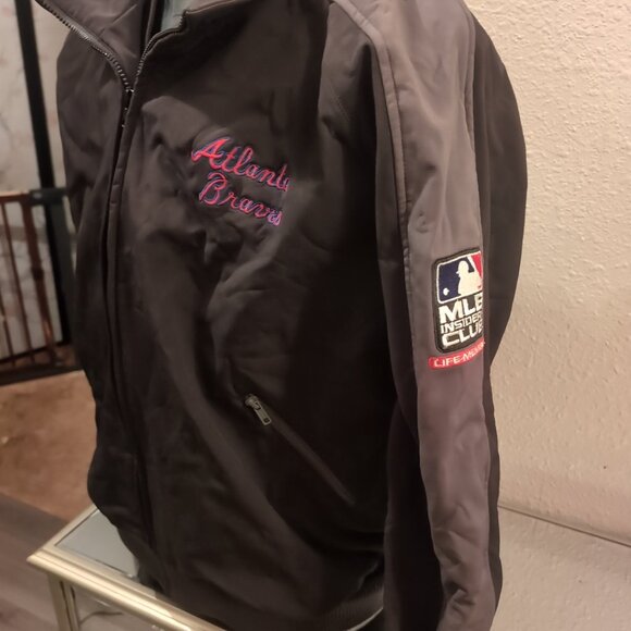 Atlanta Braves MLB Jacket Size XL Soft Shell Fleece Lined Zip Insiders Club. E9 - Picture 2 of 6